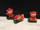 Lot Of 5 Vintage Plastic Teddy Bear Christmas Ornaments  t30 