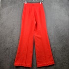 Vintage Bell Bottom Cuffed 1970s Polyester Knit Pants 26x31 Red Disco Rockabilly