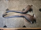 Vintage Mid Century Modern Long Neck Durable Metal Crane   Bird Statue Sculpture
