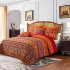  Cotton Quilts Queen Size Set - Queen  90   98 In  Stripe Colorful Orange