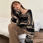 Knitted Striped Jumpers Oversize Pullover Retro Loose Sweater Long Sleeve Casual