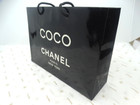 Rare  Genuine Vintage Coco Chanel  Black   White Paper Shopping Bag  10 x7 x3 