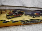 Hot Wheels Cool Classics Fire Workz Truck Boat   Trailer Set Real Riders