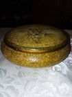 Decorative Bowl With Lid - Fruit  Design 8 1 2   X 3  - Gold   Brown Ceramic 