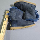 Ugg Australia Women Bailey Bow Ii Navy Blue Suede Sheepskin Boots Size 7
