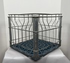 Vtg Hill Farm 1968 Milk Crate Metal Wire Plastic Bottom Advertising 4 Gallon  2