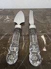 Vtg Waterford Wedding Cake  Server Set Crystal Handles 