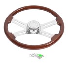 18  Wood Steering Wheel Chrome 4 Spoke For Freightliner Kenworth peterbilt 1986 