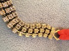 Vintage Choker Necklace Rhinestone   Red Ribbon Rare Movie Set Cosplay Theater