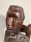 Haitian Folk Art Wood Carving Old Man In Chair Vintage 13  Sculpture Statue