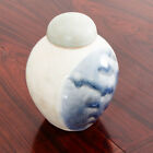 Mid Century Modern Lidded Vessel Studio Designed Rounded Vessel Blue Glazed Lid