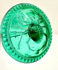 Antique Carnival Glass Hatpin Tealgreen Garden Spider Wants Your Hat Weaves Luck