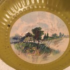 Vtg 8  Stove Flue Pipe Hole Cover Farmhouse Nature Scene Farm Core       collectible