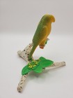 Parrots On Perch Plastic Salt And Pepper Shakers Vintage W Stoppers Broke Leaf 
