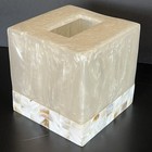 Vtg Capiz Shell Mother Of Pearl Acrylic Tissue Box Holder Cover Chateau Core