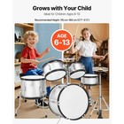 Kids Drum Set 5-piece Beginner Drum Kit With 16 In Bass Drum  silver 