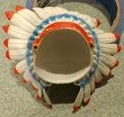 1975 Marx Johnny West Jwa Chief Cherokee Red White Blue Head Dress W tail  2