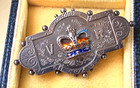 Antique Victorian Sterling Enamel Queen Victoria Jubilee 1837- 1887 Crown Brooch