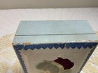 Antique Victorian Box  1850   s  Rectangle  Little Girl With Velvet Hat  Blue
