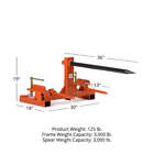 Titan Attachments Clamp-on Hay Spear Frame  36  Conus 2 Hay Bale Spear
