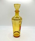 Vintage Mid Century Amber Glass Decanter Floral Bottle Barware Mcm Retro Boho