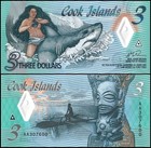 Cook Islands 3 Dollars  2021 Nd  P-11  Unc  Polymer X 10 Pcs