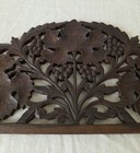 Vtg Ornate French Handcarved Wood Pediment Plaque Wall Decor Leaves Berries