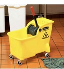 Rubbermaid Yellow Plastic Mop Bucket W  Side-press Wringer  Wheels  Drain