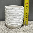 Vtg Geo Z Lefton Porcelain Planter Pot 3 5   x3 25    White Basket Weave Japan Euc