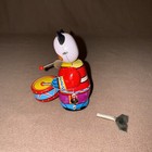 Ms566 Vintage Clockwork Panda Drummer Wind-up Tin Toy With Box And Key Works
