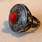 Vtg  835 Silver   Coral Ring 5 2 Gram Sz 6 25   Tibet Nepal Burma China Asian