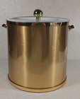 Vintage Ice Bucket Brushed Gold Lucite Handle Clear Lid 8  Hight 8  Width 