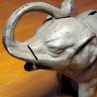 Antique Large Cast Iron Elephant Coin Bank Trunk Up Heavy 4 5 Lbs
