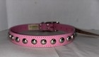 Auburn Leathercrafters Silver Studded Dog Collar Leather Pink Usa 22    Nwt
