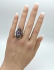 Genuine Amethyst 925 Sterling Silver Victorian Design Antique Style Ring   1068z