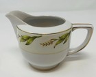 Fuji China Tropic Leaf Creamer  And Saucer Porcelain Gold Trim Mcm