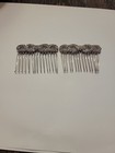 Vintage Rhinestone Silver Hair Comb Pair Set