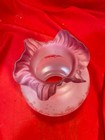 Antique Acid Etched Ruffled Rim Cranberry Pink Oil Lamp Shade