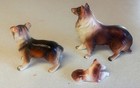 Lot 3 Vintage Ceramic Porcelain Collie Dog puppy Figurines - 1950-60 s