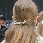 Chanel Beauty Barrette Hair Accessory Gold Ton White Crystals