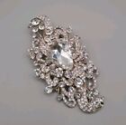 Large Flower Bridal Brooch Rhinestone Crystal Clear 4 5  Wedding Broach Pin