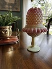Pristine Fenton Burmese Hobnail 3 Pc Pedestal Fairy Lamp Stunning