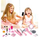 35pcs Girls Beauty Salon Set Kids Pretend Play Makeup Sets With Hairdryer Mirror