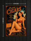 Premium Cigars Aluminum Metal Sign 8x12 Vintage Pin Up Wall Decor Man Cave Cigar