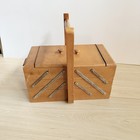 Mcm Wood Accordion Sewing Box W  Vintage Sewing Notions And Accessories