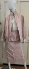 V s o p  Cognac Vintage  80 s Pink Leather Glam Rock Jacket skirt Set Sz M 9 10