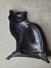 Black   White Cat Cast Iron Door Stop Decor 11 5 