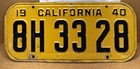 Rare 1940 Pair California License Plates Dmv Clear Paper 8h 33 28