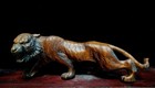 Chinese Antique Boxwood Wooden Carved Exquisite Tiger Statue Decor Sculpture Art