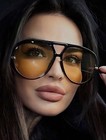 Luxury Brand Pilot  Women Celebrity Designer Sunglasses Kardashian Orange Lenss